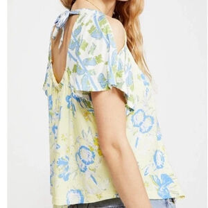 New FREE PEOPLE Baja Babe top floral Yellow Printed Lemon Gelato size XS NEW